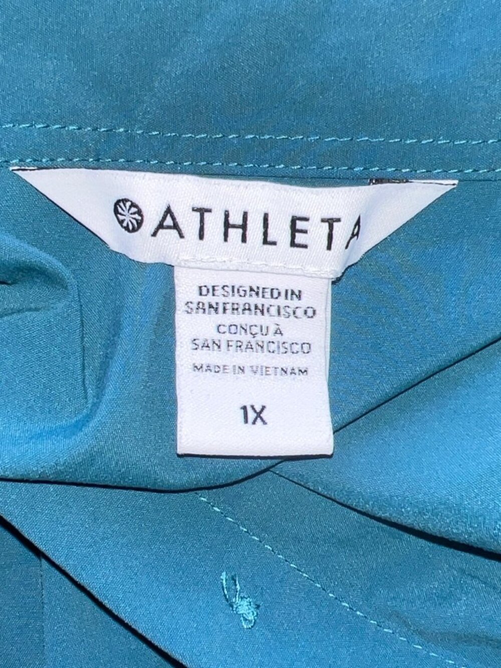 Athleta Levitate Poplin Tank Womens 1X Teal Lightweight Drawstring Sleeveless - Picture 6 of 8
